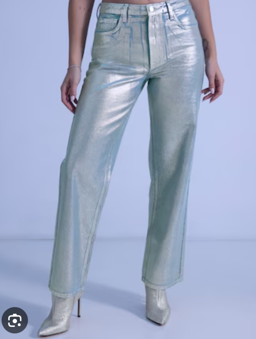 BP women's Metallic Silver Straight-Leg Women's Jeans Size 25 Nwt.